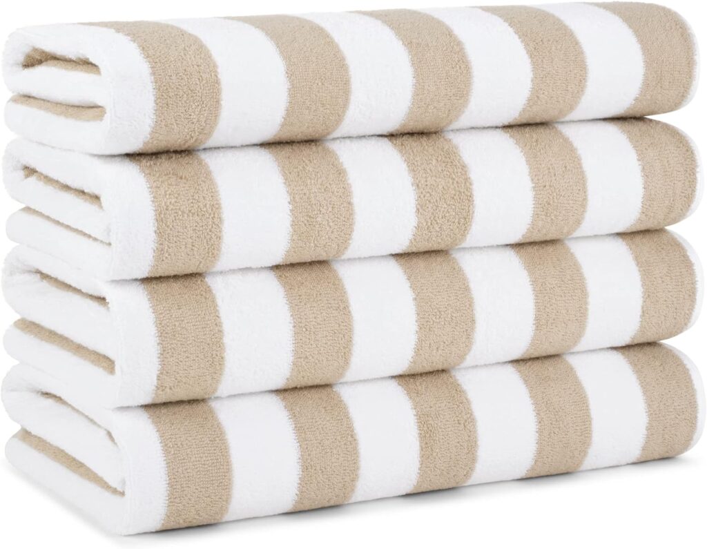 Arkwright Oversized California Beach Towels - (Pack of 4) Absorbent, Quick Drying, Ringspun Cotton Pool Towel, Perfect for Hotel, Spa Hot Tub, and Bath, 30 x 70 in, Beige