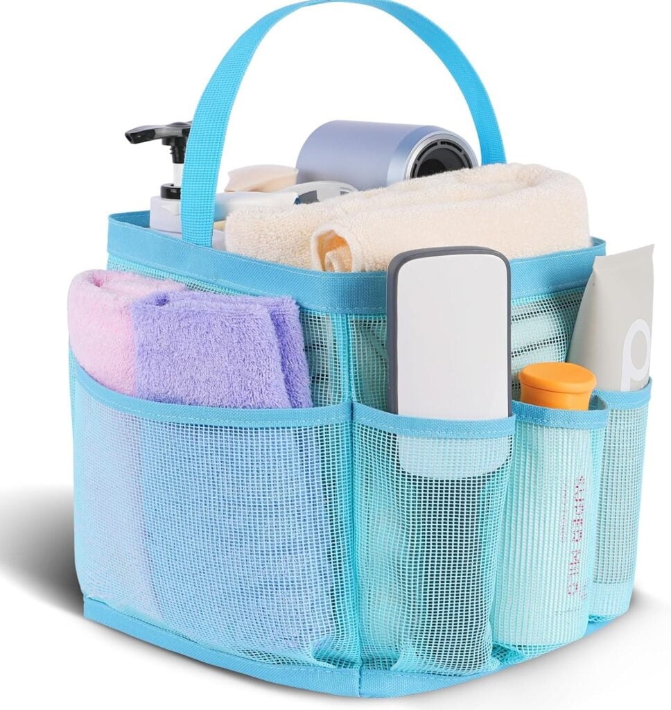 EUDELE Mesh Shower Caddy Portable for College Dorm Room Essentials,Portable Shower Caddy Dorm with 8-Pocket Large Capacity,Shower Bag for Beach,Swimming,Gym