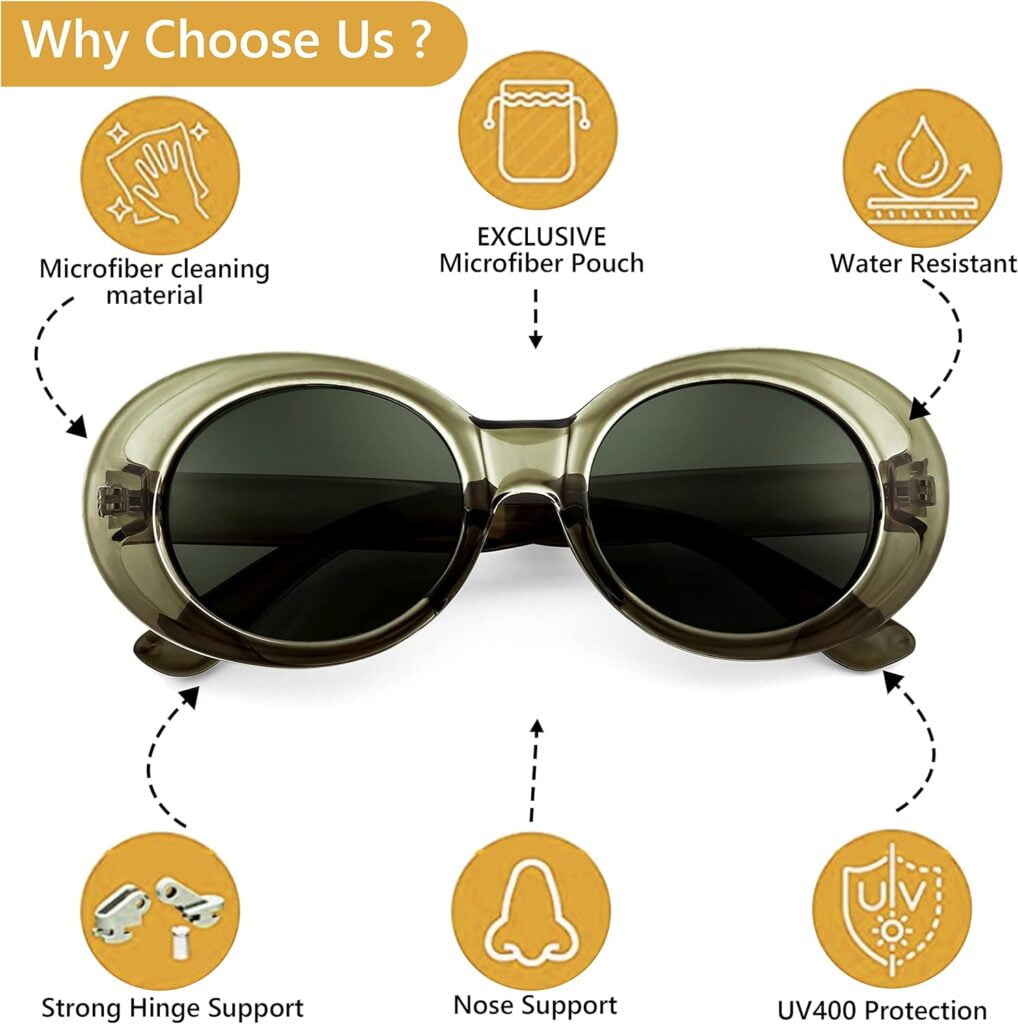 FEISEDY White Clout Goggles Sunglasses Women Men Retro Oval Sunglasses Girls Boys Sunglasses B2253