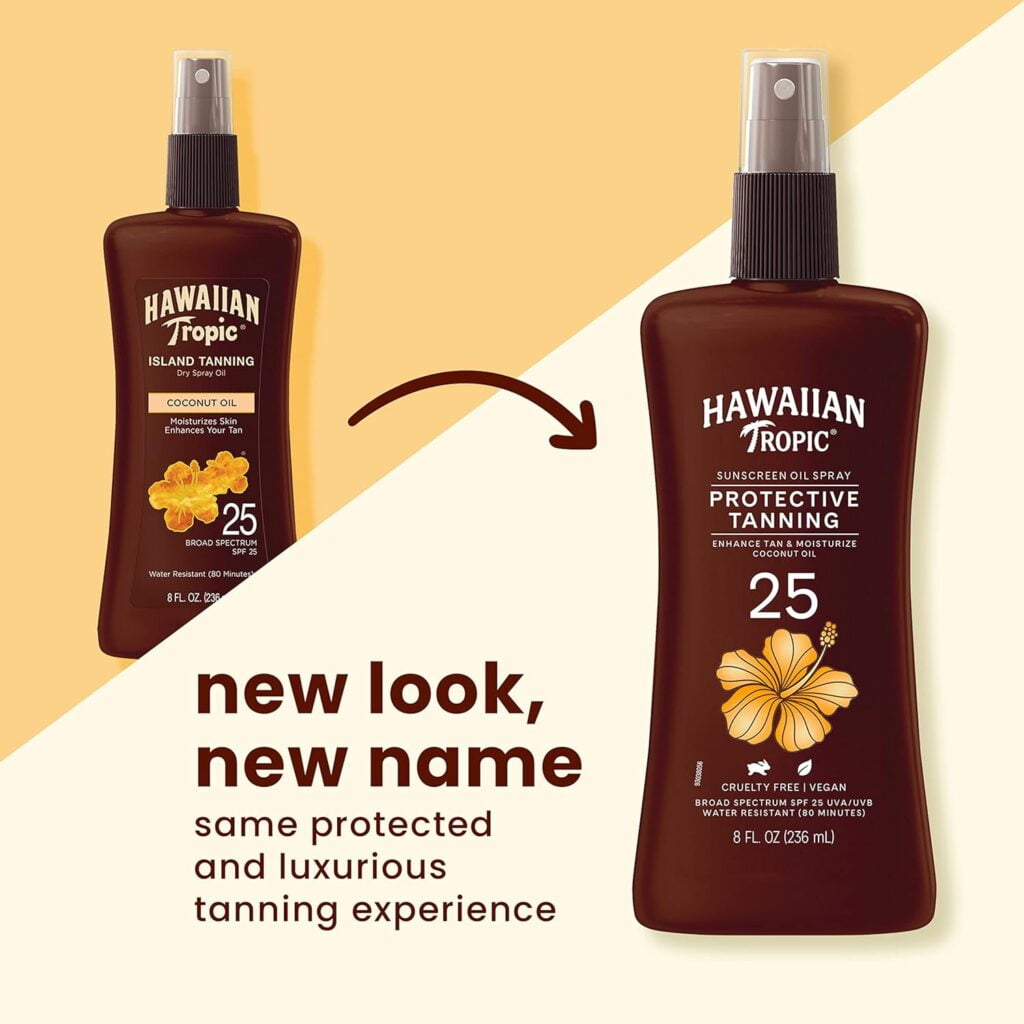 Hawaiian Tropic Sunscreen Protective Tanning Dry Oil Broad Spectrum Sun Care Sunscreen Spray - SPF 15, 8 Ounce (Packaging May Vary)