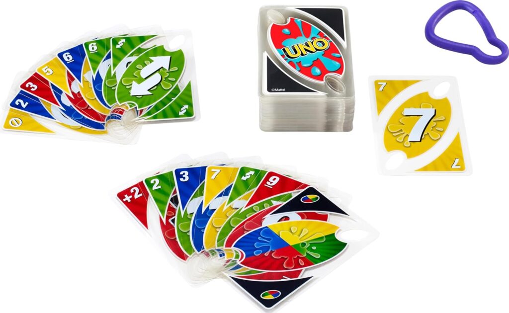 Mattel Games ​UNO Splash Card Game for Outdoor Camping, Travel and Family Night With Water-Resistent Plastic Cards