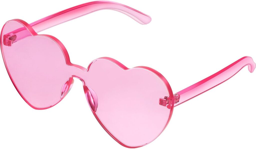 Maxdot Heart Shape Sunglasses Rimless Transparent Heart Glasses Colorful Party Favors