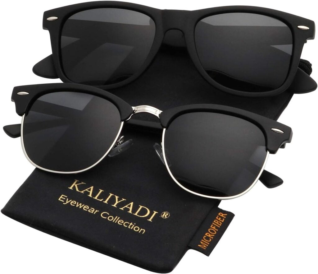 KALIYADI Polarized Sunglasses for Men and Women Semi-Rimless Frame Driving Sun glasses UV Blocking